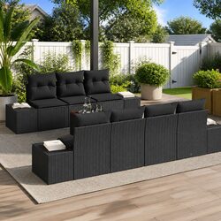 Versatile Black Rattan Sofa Set for Home Use