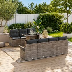 Garden Sofa Set Modular Outdoor Seating 8 Piece Patio Furniture Light Grey