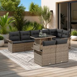 Garden Sofa Set 9 Piece Outdoor Furniture Poly Rattan Lounge with Cushions Table