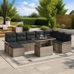 Practical Grey 9-Piece Garden Sofa Set for Outdoor Use