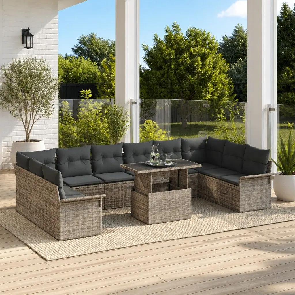Garden Sofa Set Modular Poly Rattan 11 Piece Outdoor Furniture Grey