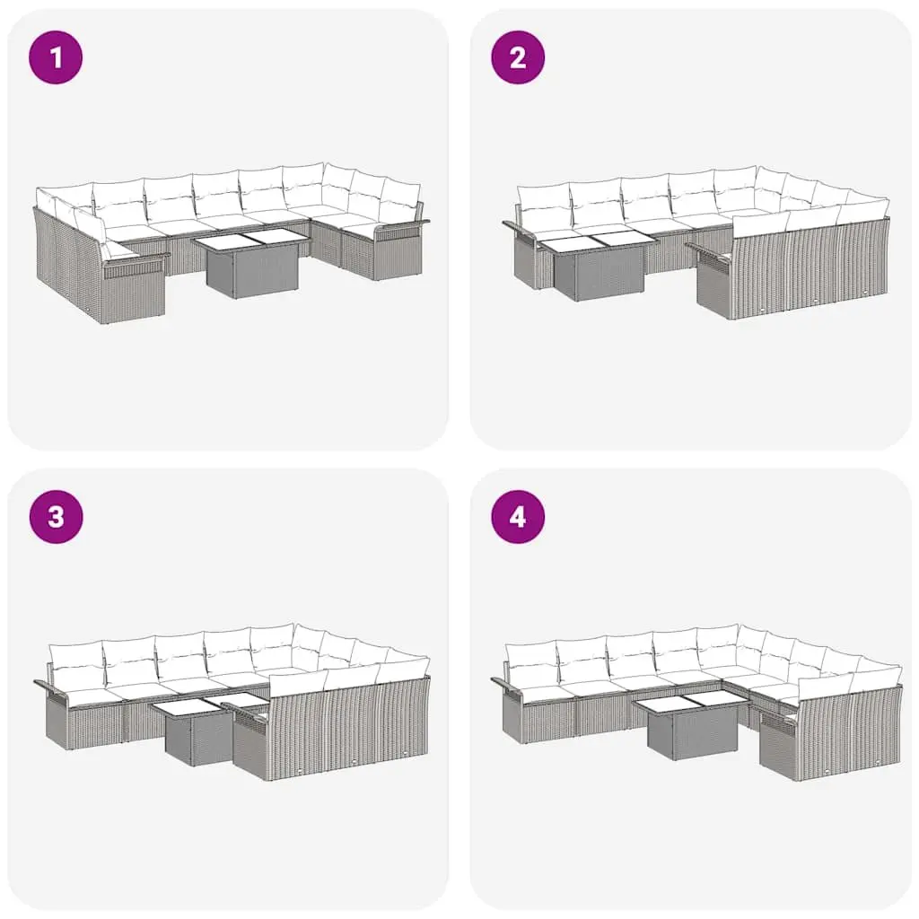 Garden Sofa Set Modular Poly Rattan 11 Piece Outdoor Furniture Grey
