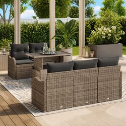 Practical 6-Piece Grey Sofa Set for Outdoor Use