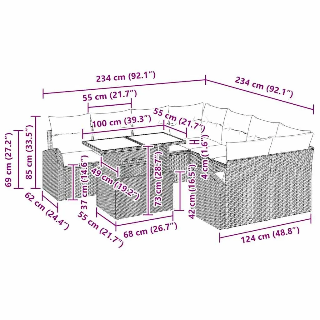 9 Piece Outdoor Sofa Set for Relaxation