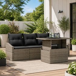 Practical 5 Piece Grey Outdoor Sofa Set for Relaxation