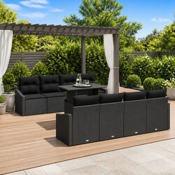 Practical 7-Piece Black Garden Sofa Set for Outdoor Use