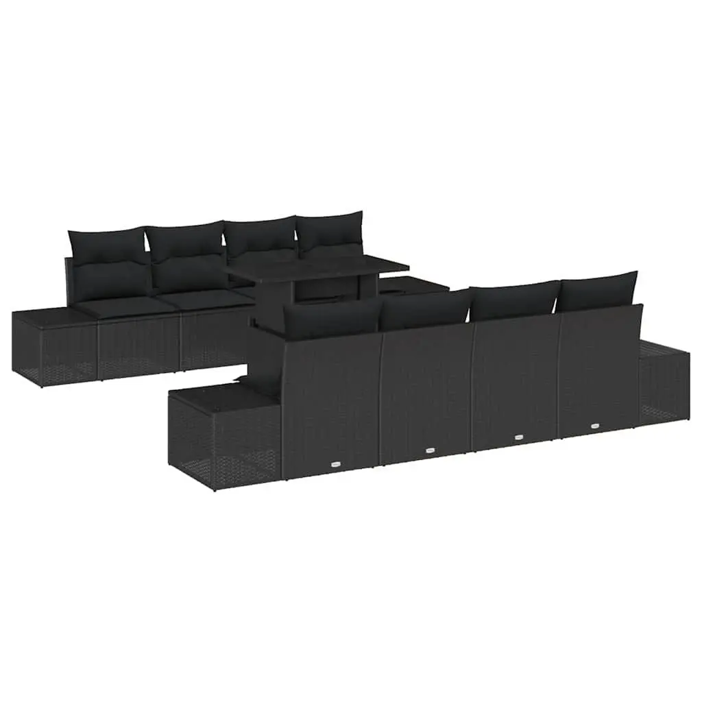 Outdoor Garden Sofa Set 9 pcs Modular Seating with Height-Adjustable Table