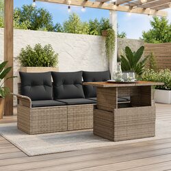 Outdoor Garden Sofa Set 5 Piece Modular Seating with Cushion Grey Rattan