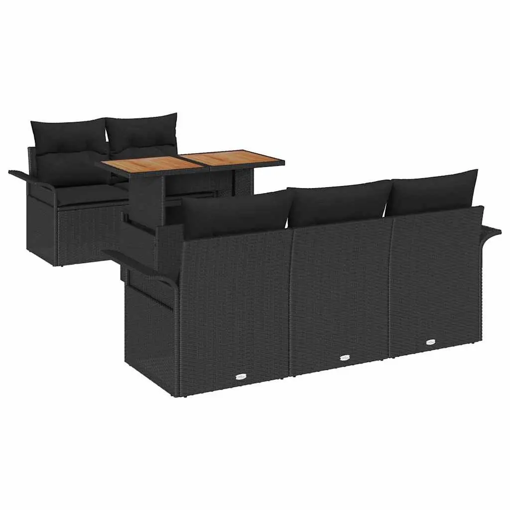 Outdoor Garden Sofa Set Poly Rattan 6 Piece Modular Lounge Black