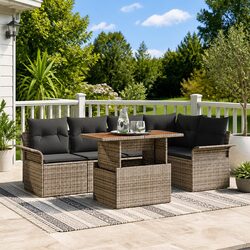Versatile 6-Piece Grey Sofa Set for Outdoor Spaces