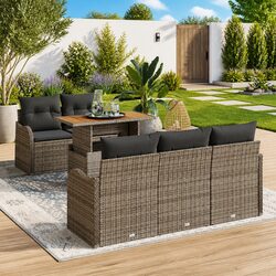 Ideal Outdoor Seating with a 6-Piece Grey Sofa Set