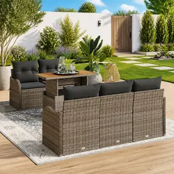 Ideal Outdoor Seating with a 6-Piece Grey Sofa Set
