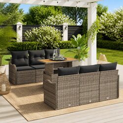 Functional 7 Piece Grey Garden Sofa Set for Any Outdoor Space
