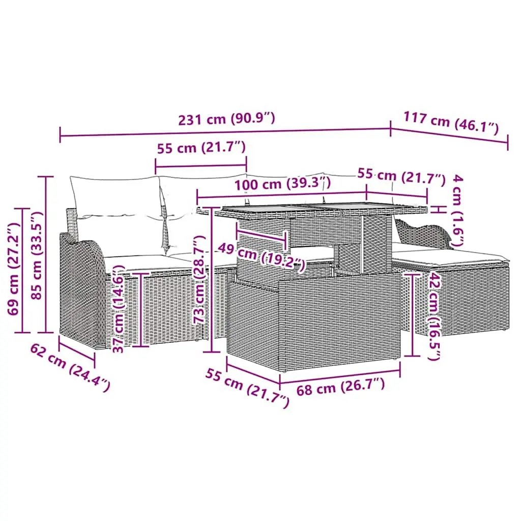 Modular 6-Piece Sofa Set for Outdoor Gatherings