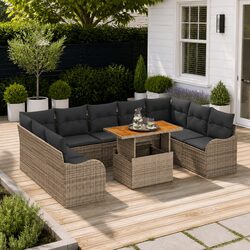 Functional Grey 10-Piece Outdoor Sofa Set for Your Patio