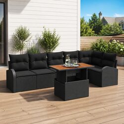 Black Outdoor Sofa Set - 7 Pieces with Cushions for Any Garden