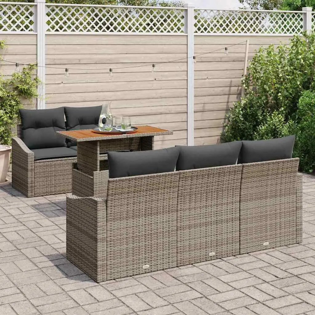 Outdoor Garden Sofa Set Modular Poly Rattan Powder-coated Steel 6 Piece Grey Brown