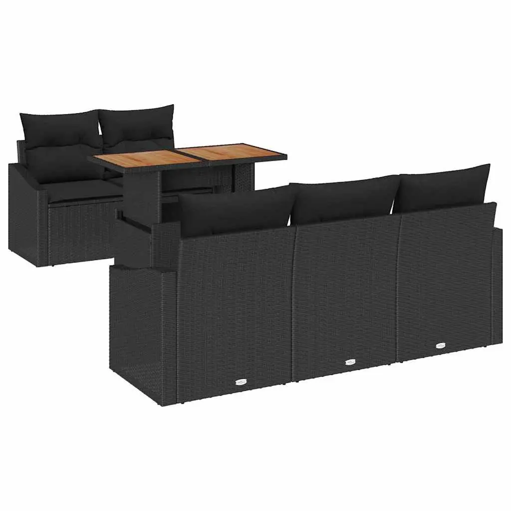 Outdoor Garden Sofa Set Poly Rattan Modular 6 Pieces Black