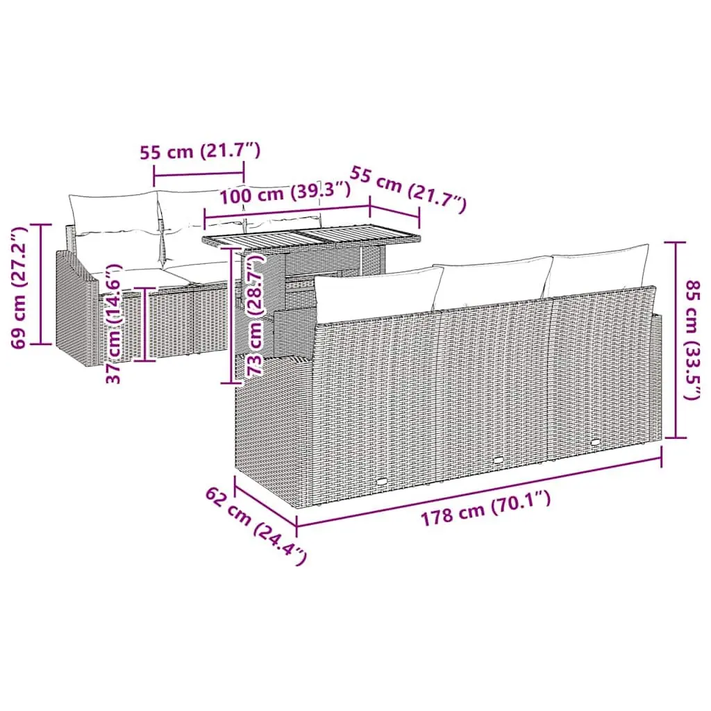 7-Piece Modular Sofa for Outdoor Use