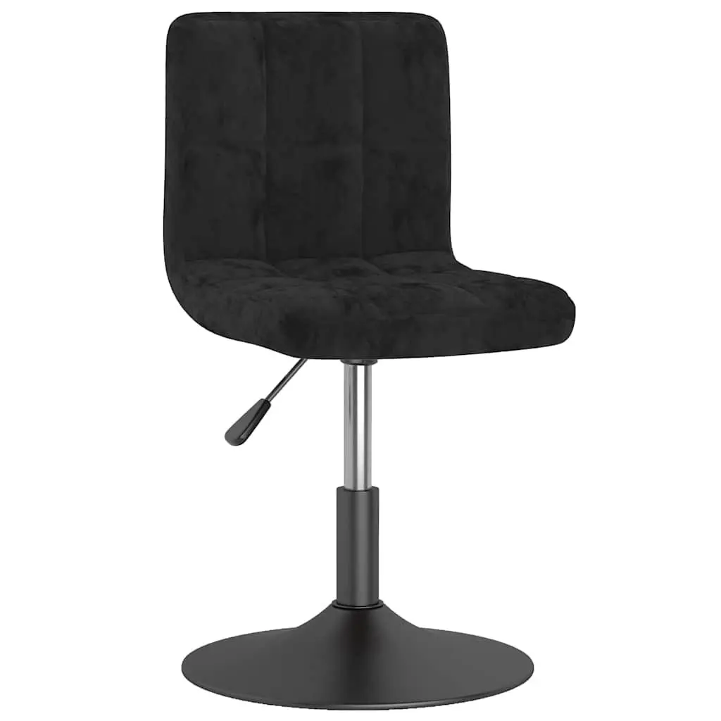 Set of 2 Swivel Chairs Black Velvet Adjustable Height 360 Degree Rotation Dining Seating