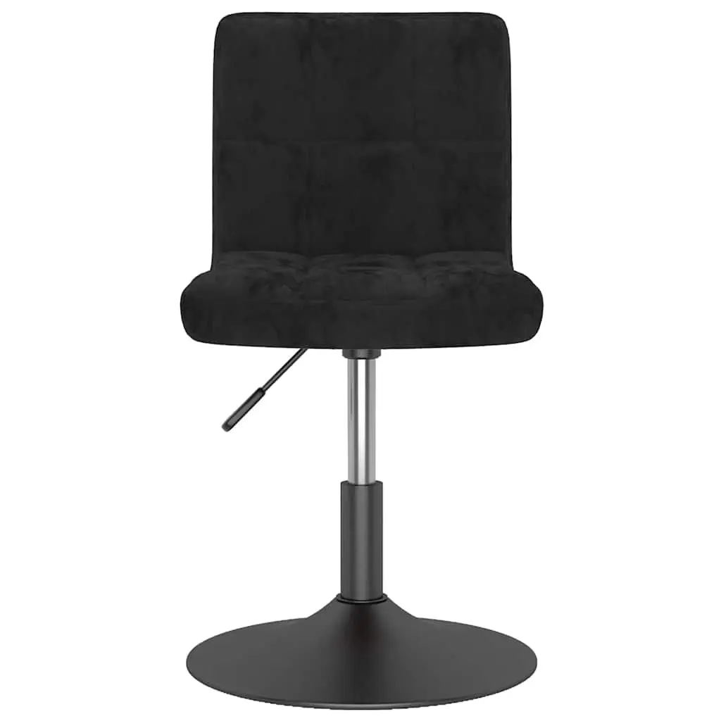 Set of 2 Swivel Chairs Black Velvet Adjustable Height 360 Degree Rotation Dining Seating