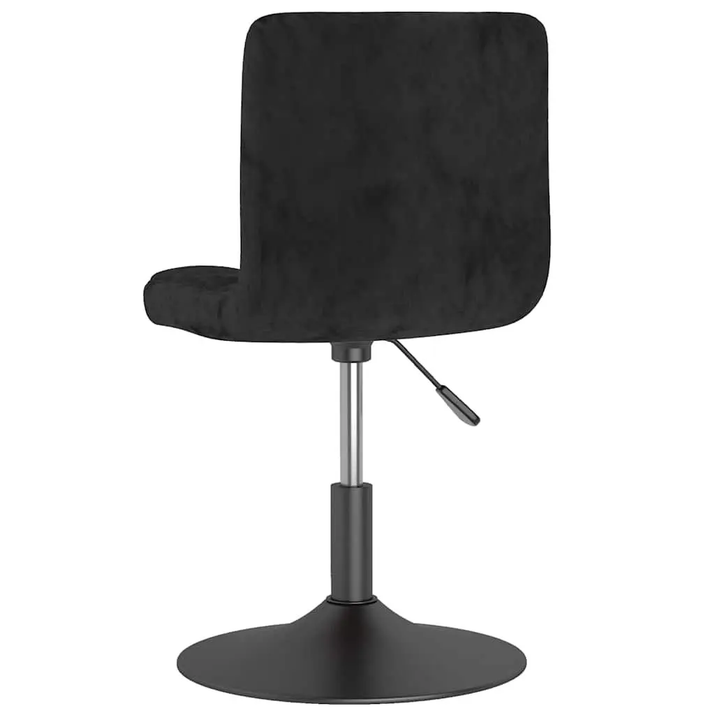 Set of 2 Swivel Chairs Black Velvet Adjustable Height 360 Degree Rotation Dining Seating