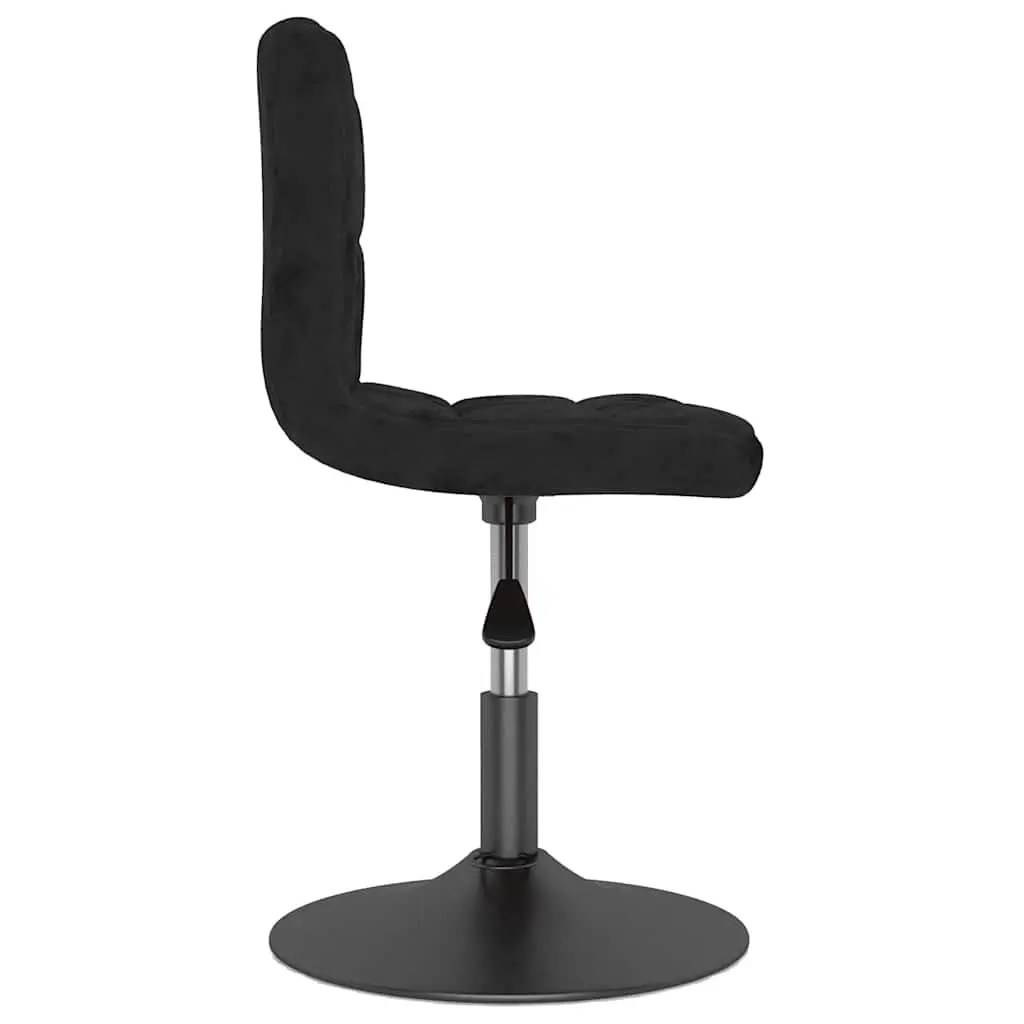 Set of 2 Swivel Chairs Black Velvet Adjustable Height 360 Degree Rotation Dining Seating