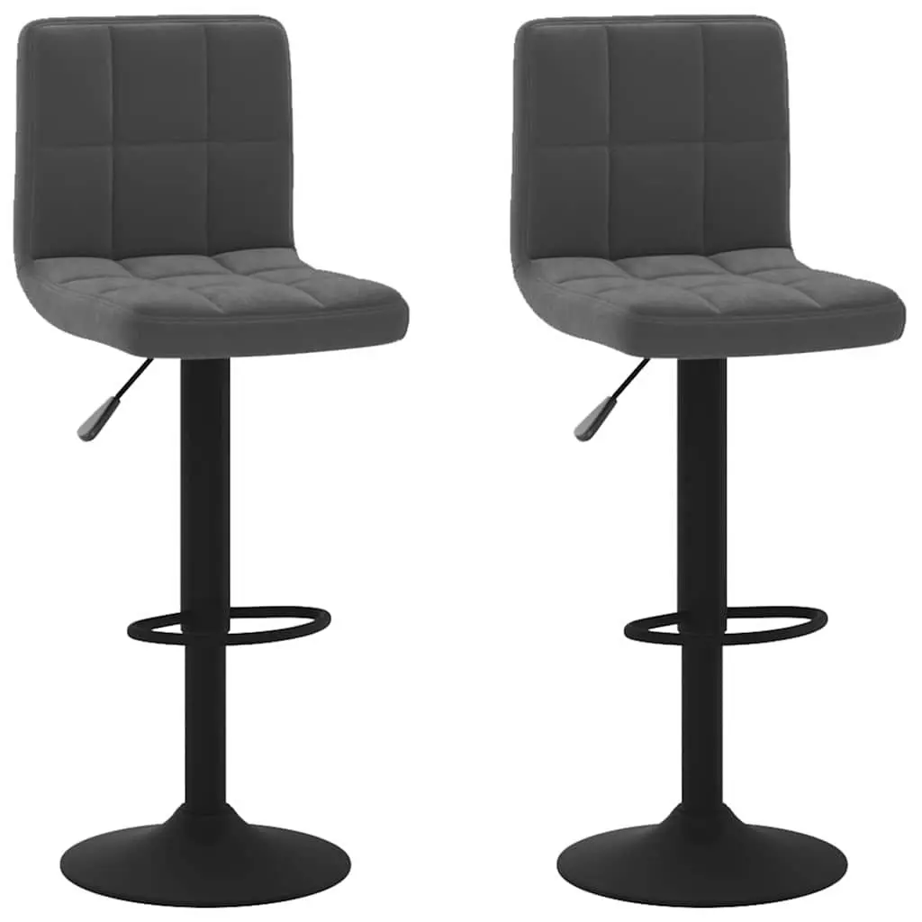 Bar Stools Velvet Black Swivel Counter Height Adjustable Chrome Base 2 Piece