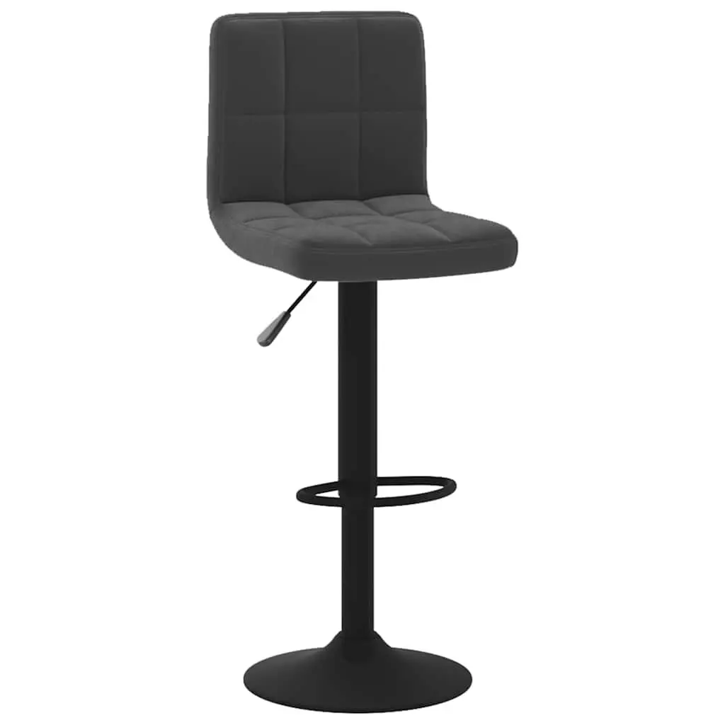 Bar Stools Velvet Black Swivel Counter Height Adjustable Chrome Base 2 Piece