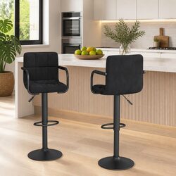 Versatile Black Velvet Bar Stools for Kitchen or Home Bar