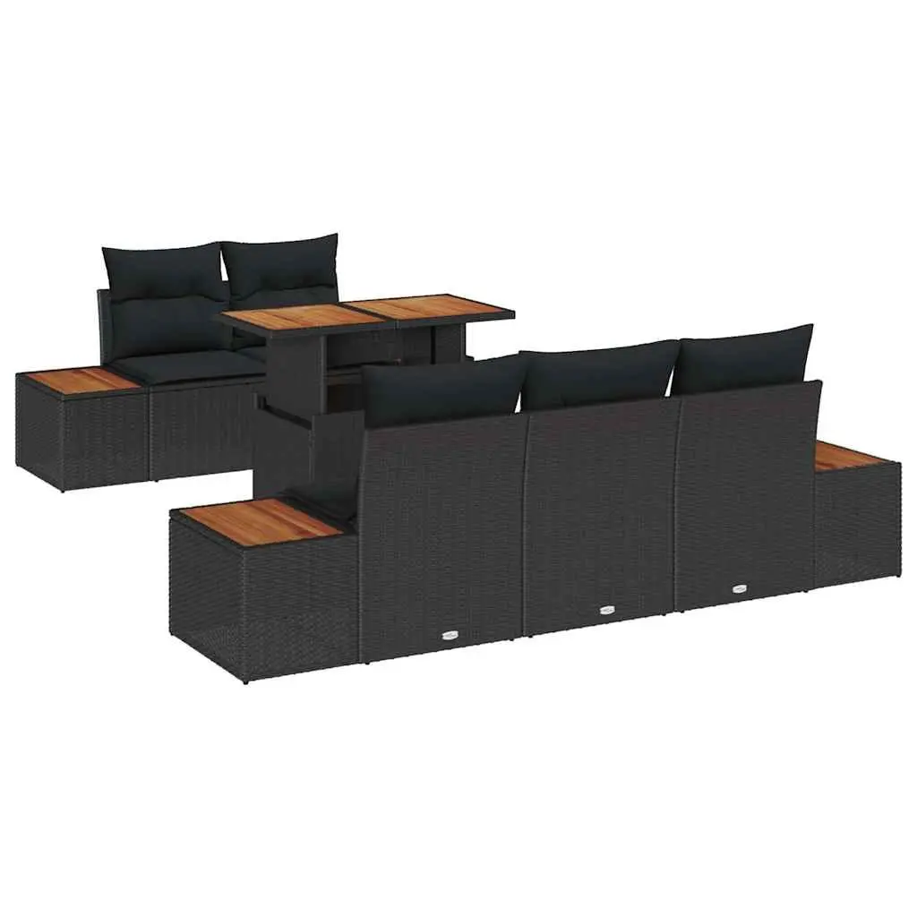 Outdoor Garden Sofa Set Poly Rattan Modular 6 Piece Black and Brown