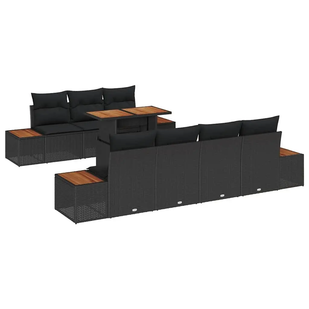 Garden Sofa Set 8 Pieces Outdoor Patio Furniture Modular Poly Rattan Black