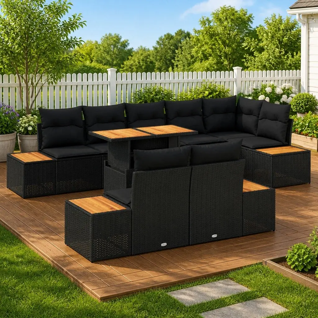 9-Piece Rattan Sofa Set for Outdoor Living