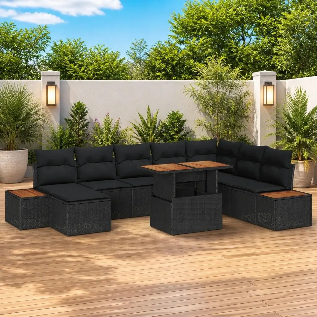 Outdoor Garden Sofa Set 9 Pieces Modular Rattan Furniture Dining Lounge Patio