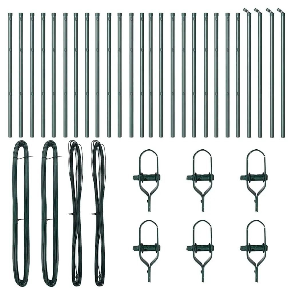Fence Post Powder-coated Galvanised Steel 26 Pieces Green Embedded Garden Barrier