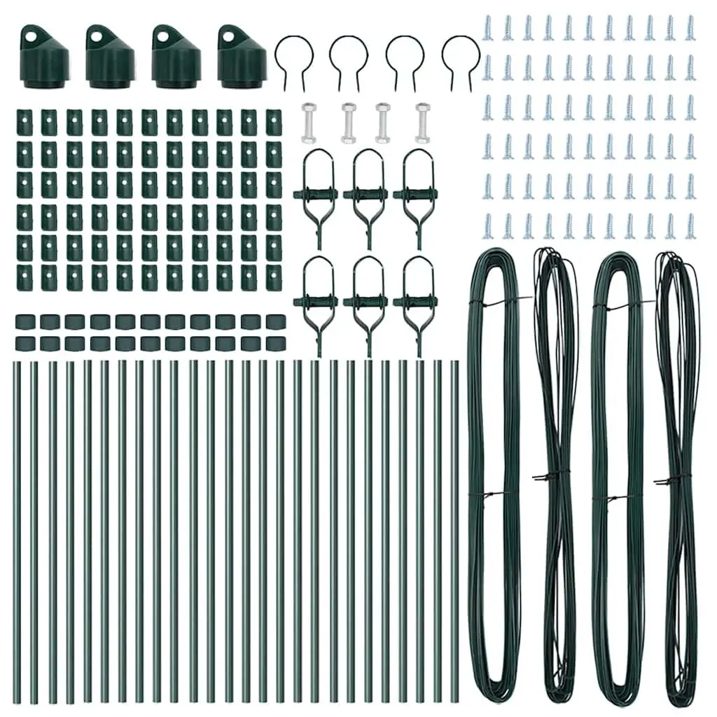Fence Post Powder-coated Galvanised Steel 26 Pieces Green Embedded Garden Barrier