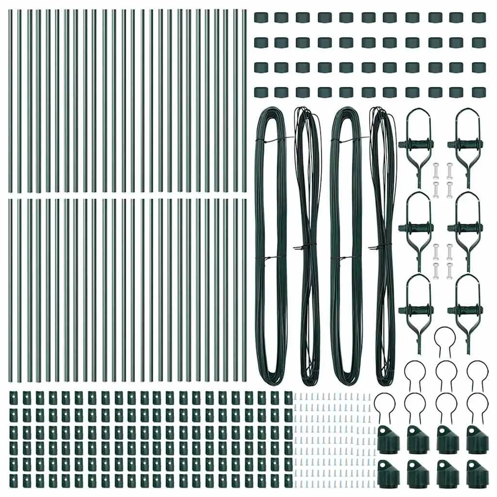 Embedded Steel Green Powder-Coated Garden Fence Posts 52 Pack for Outdoor Barriers
