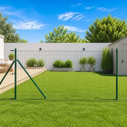 Embedded Fence Post 26 pcs Green Powder-Coated Steel Garden Terrace Boundary