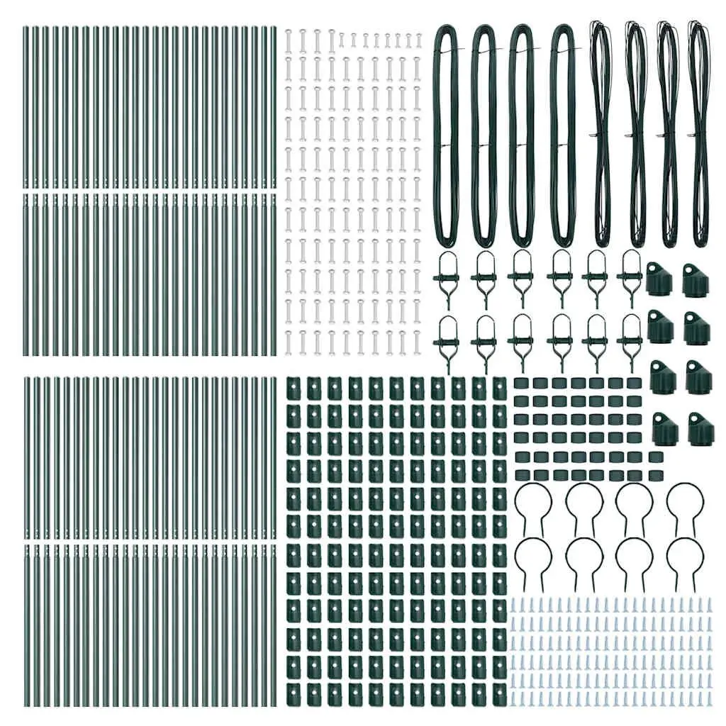 Embedded Fence Post 52pcs Green Powder-Coated Steel Garden Terrace Boundary