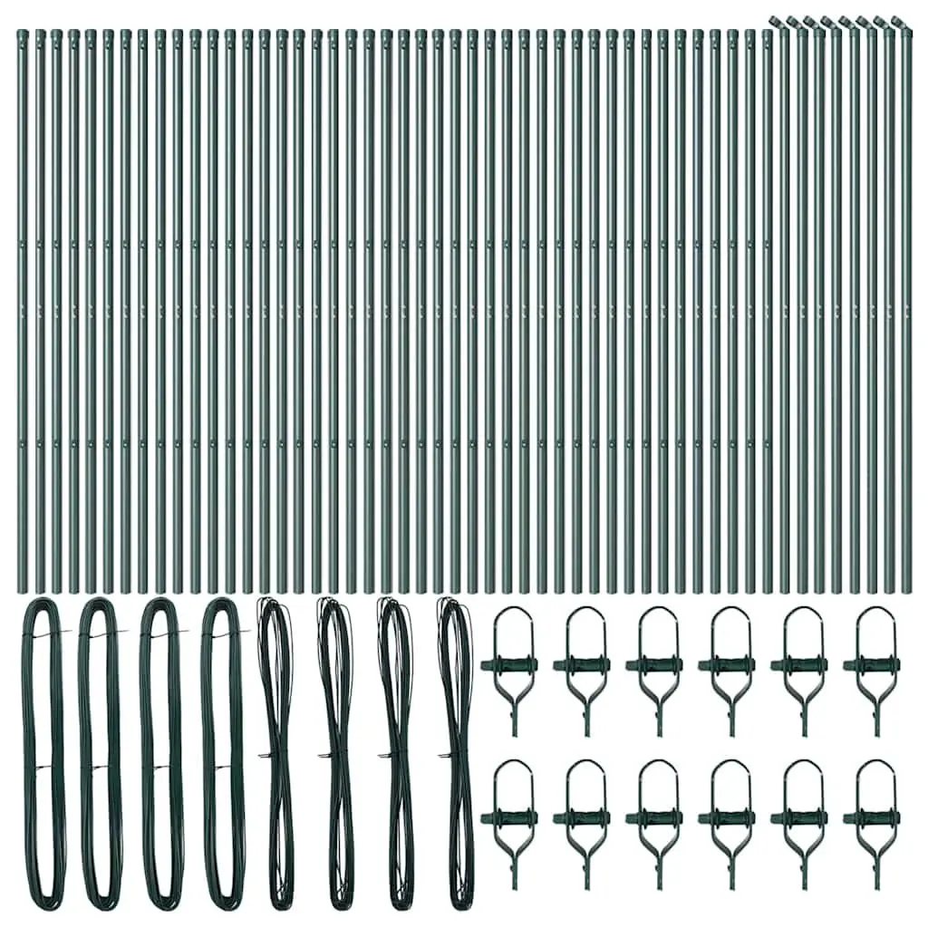 Embedded Fence Post Green Powder-coated Galvanized Steel 52 Pieces Cylindrical Garden Boundary Marker
