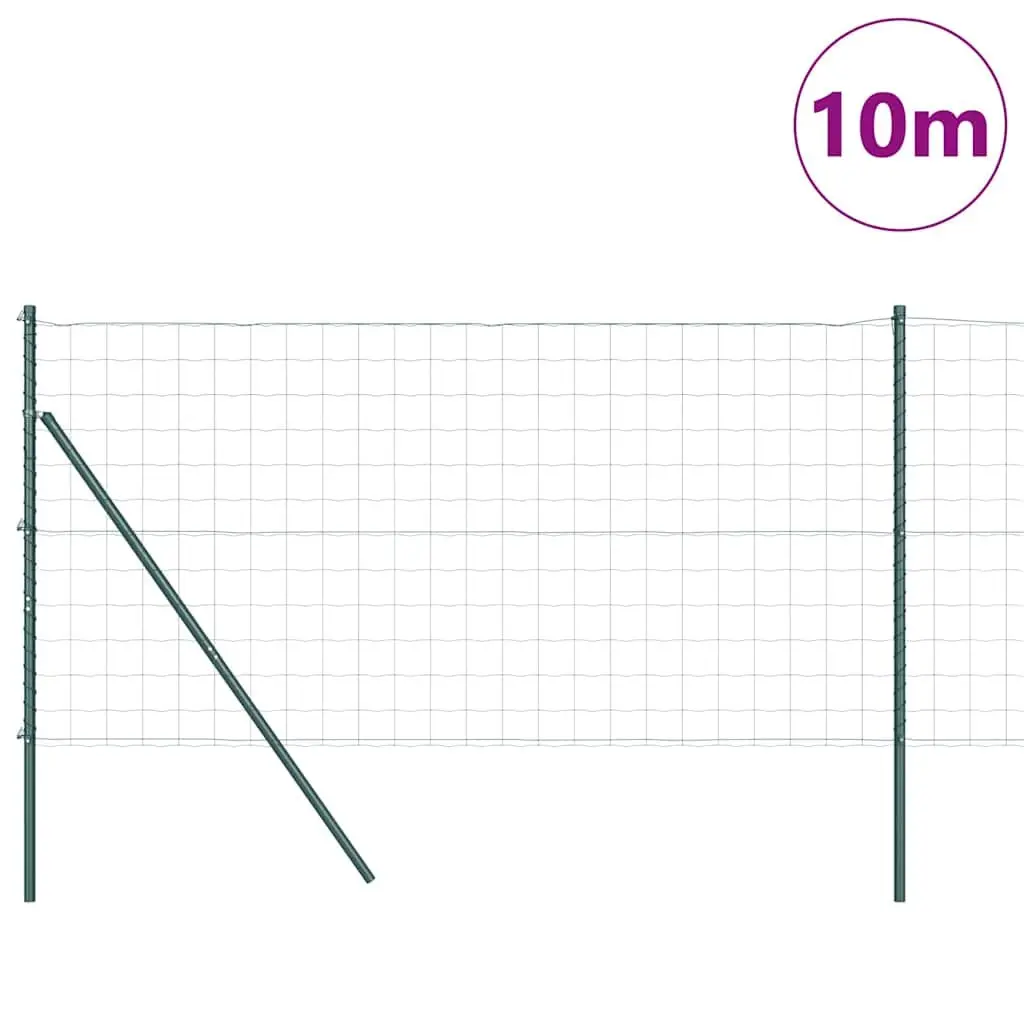 Outdoor Fence Panel PVC-Coated Steel 10 x 1 m Green Mesh Ground Fix Barrier Enclosure