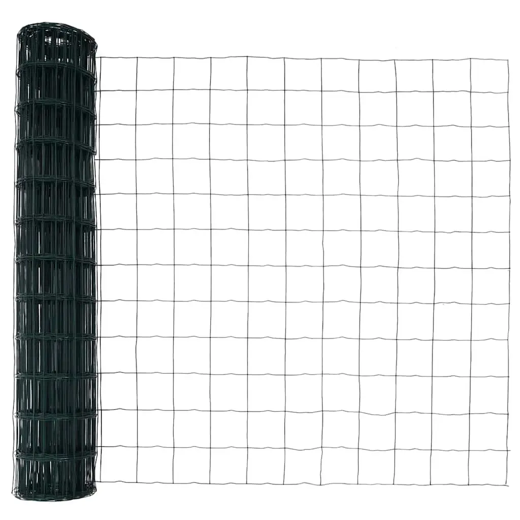 Outdoor Fence Panel PVC-Coated Steel 10 x 1 m Green Mesh Ground Fix Barrier Enclosure