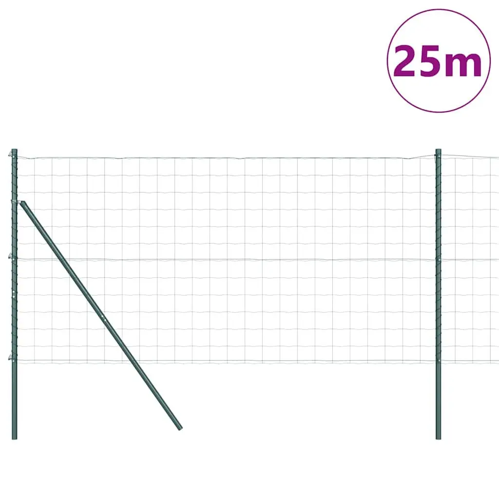 Outdoor Fence Panel PVC-Coated Steel Green Mesh 25x1m Weather Resistant Garden Barrier
