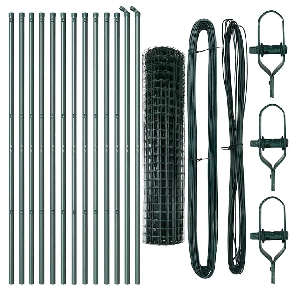 Outdoor Fence Panel PVC-Coated Steel Green Mesh 25x1m Weather Resistant Garden Barrier