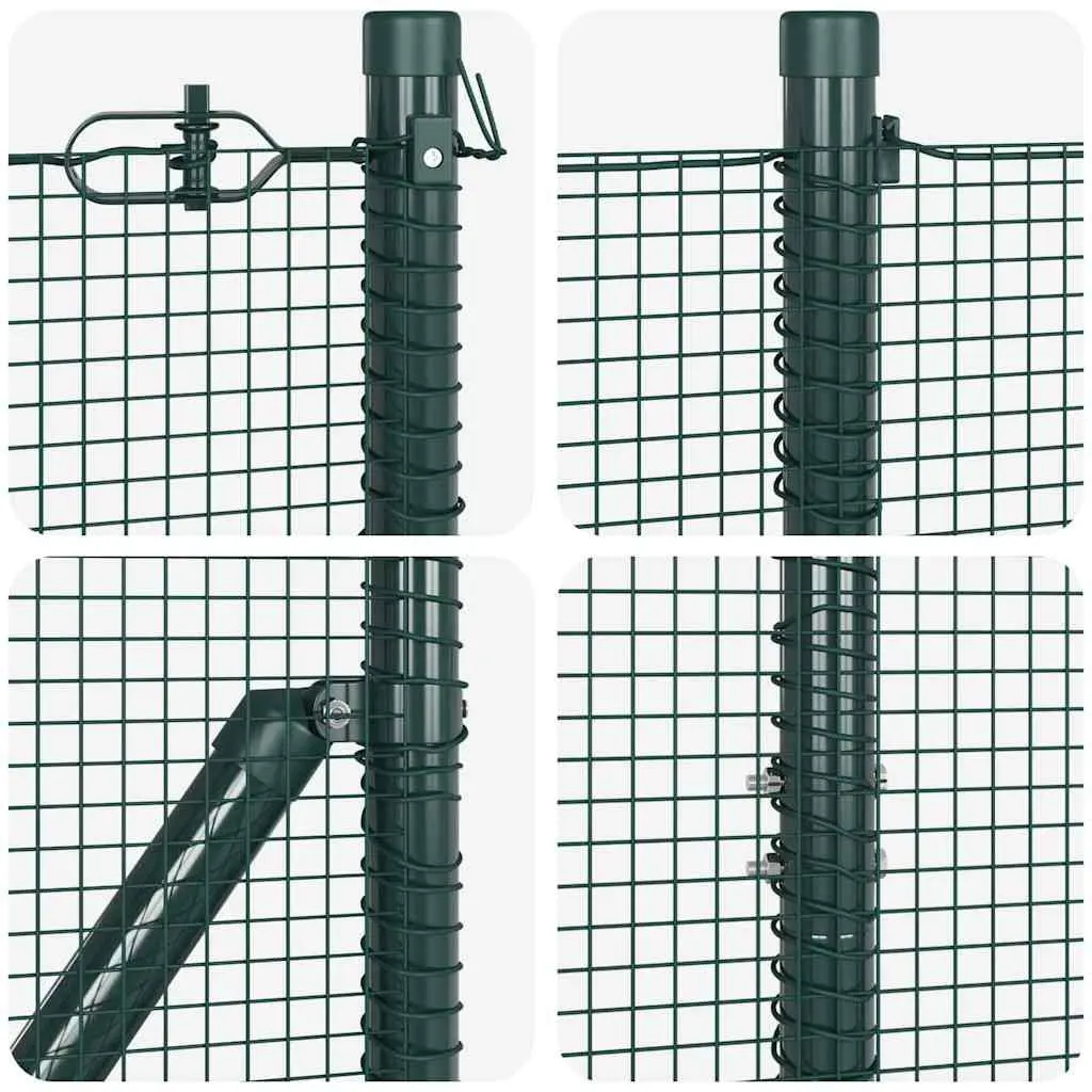 Welded Wire Fence Panel 10 x 1.5 m PVC-Coated Steel Green Outdoor Garden Barrier