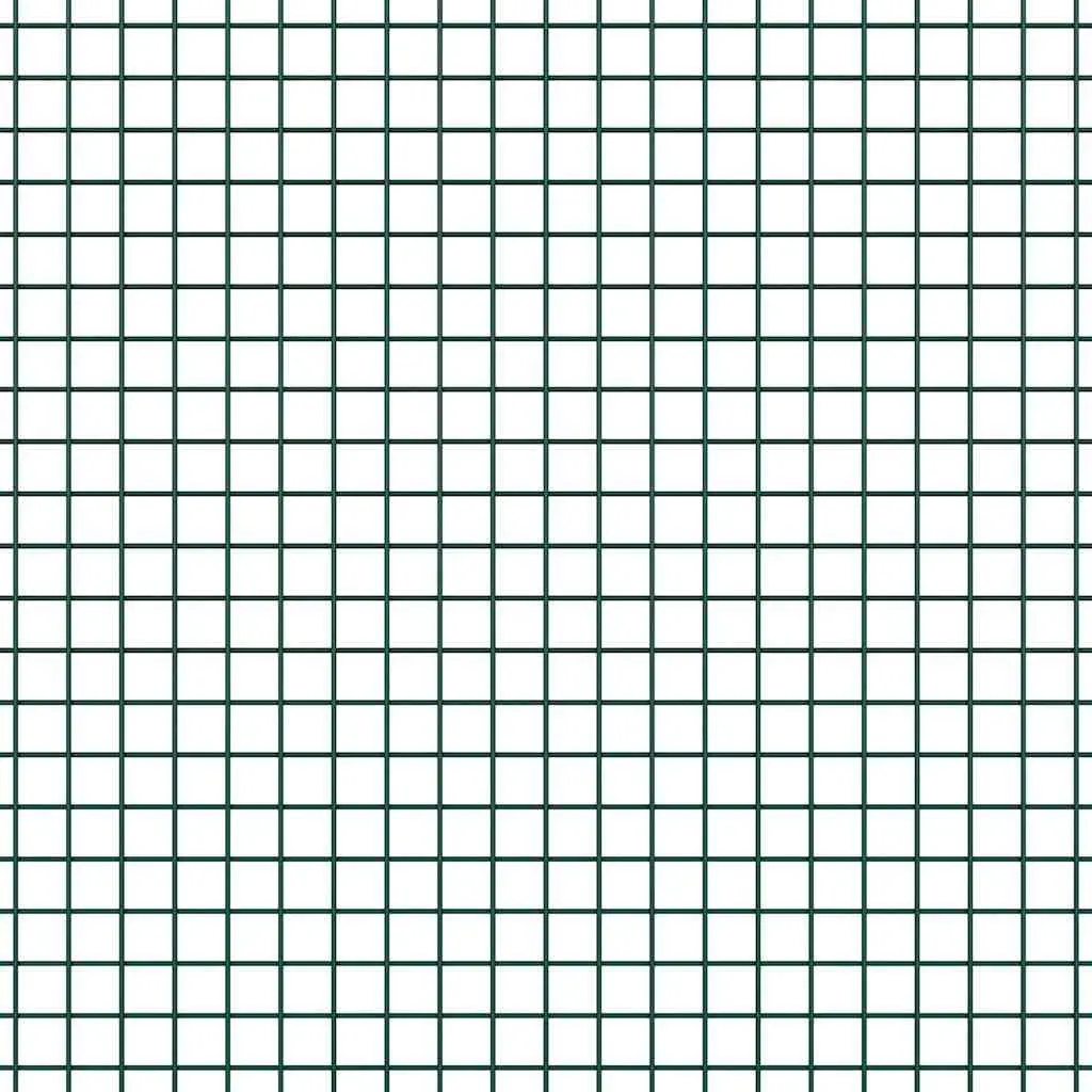 Welded Wire Fence Panel 10 x 1.5 m PVC-Coated Steel Green Outdoor Garden Barrier