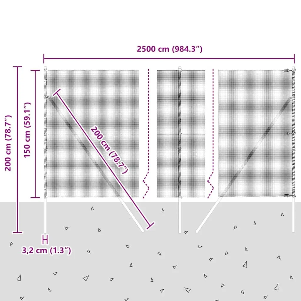 Welded Wire Fence Panel Green PVC-Coated Steel 25m x 1.5m Durable Garden Barrier
