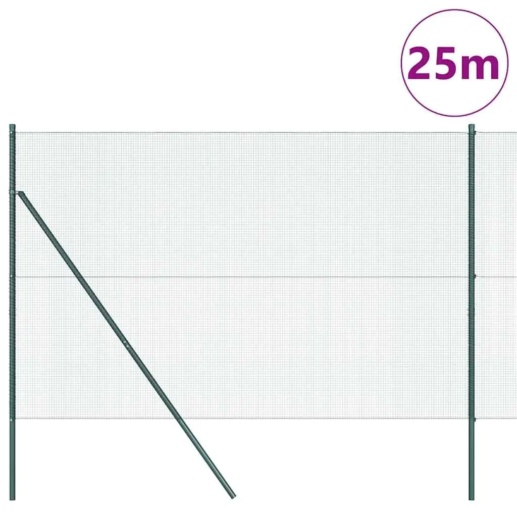 Welded Wire Fence Panel Green PVC-Coated Steel 25m x 1.5m Durable Garden Barrier