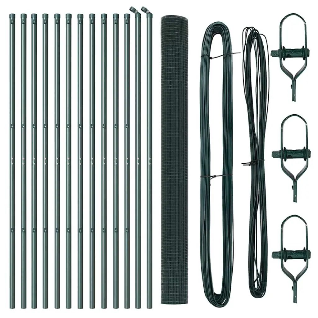 Welded Wire Fence Panel Green PVC-Coated Steel 25m x 1.5m Durable Garden Barrier