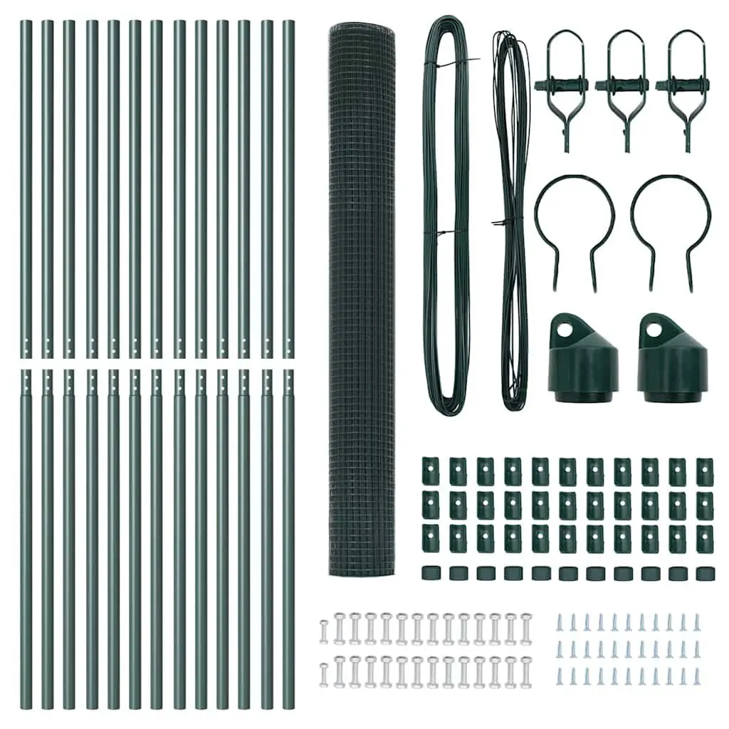 Welded Wire Fence Panel Green PVC-Coated Steel 25m x 1.5m Durable Garden Barrier